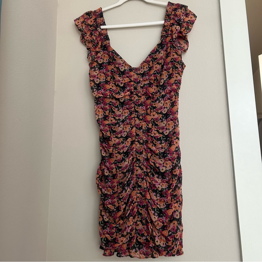 ASTR Floral Ruched Mini Dress